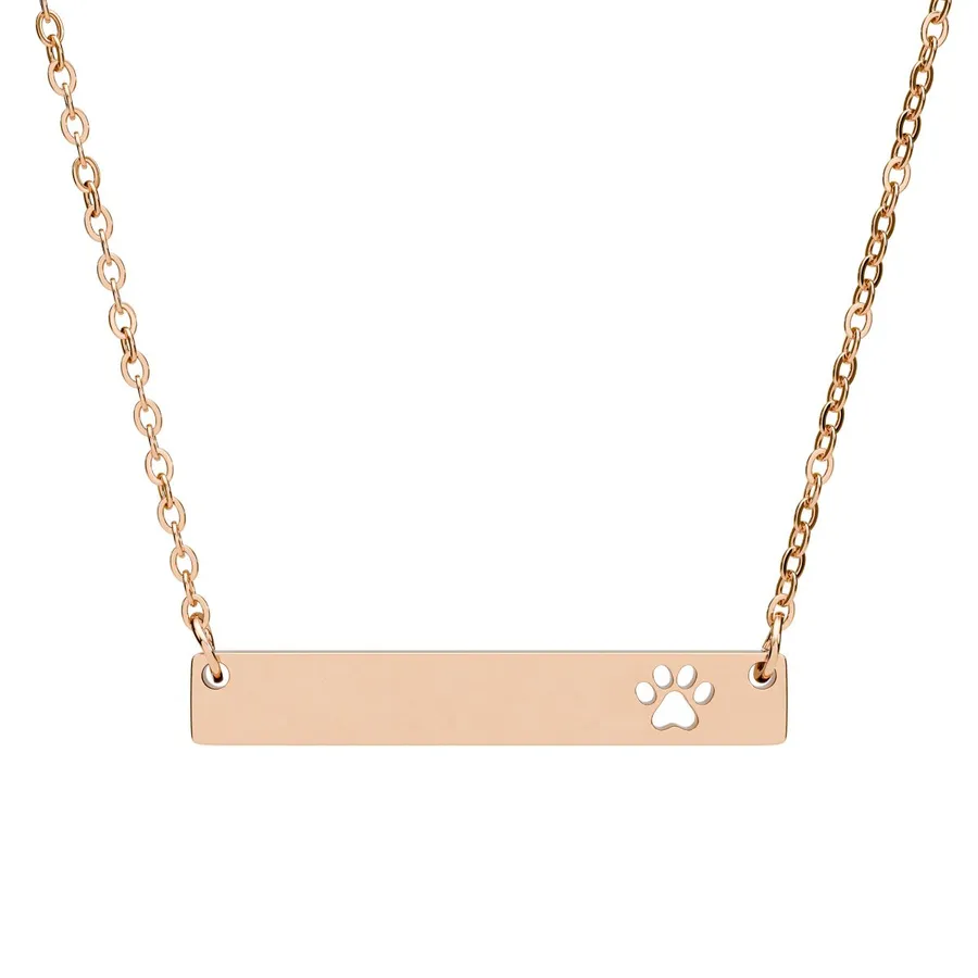 Cutout Paw Bar Necklace (Engraving)